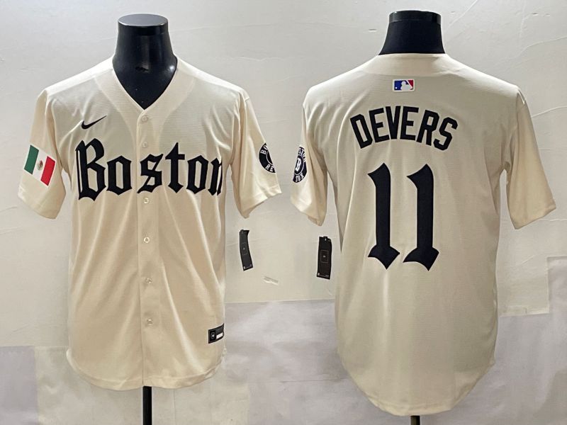 Men 2025 Boston Red Sox #11 Devers Cream Five generations Joint Name Nike MLB Jersey style 13->boston red sox->MLB Jersey